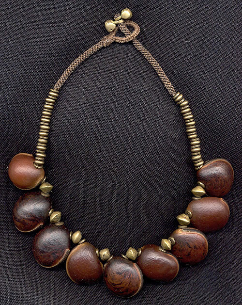 Katie Singer's Jewelry - African brass and abanene nut necklace
